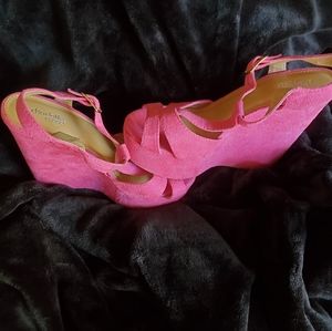 Faux Suede Pink Wedges